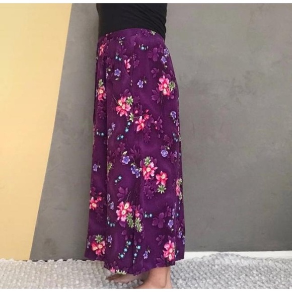 Jaclyn Smith Hawaiian Floral Skirt size S Midi Tie Elastic Waist wrinkle fabric - Picture 14 of 15